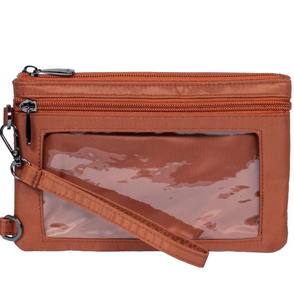 🤎Lug Peekaboo Convertible Wristlet Pouch- Copper Brown RFID NWOT - PHONE POCKET - Picture 2 of 11